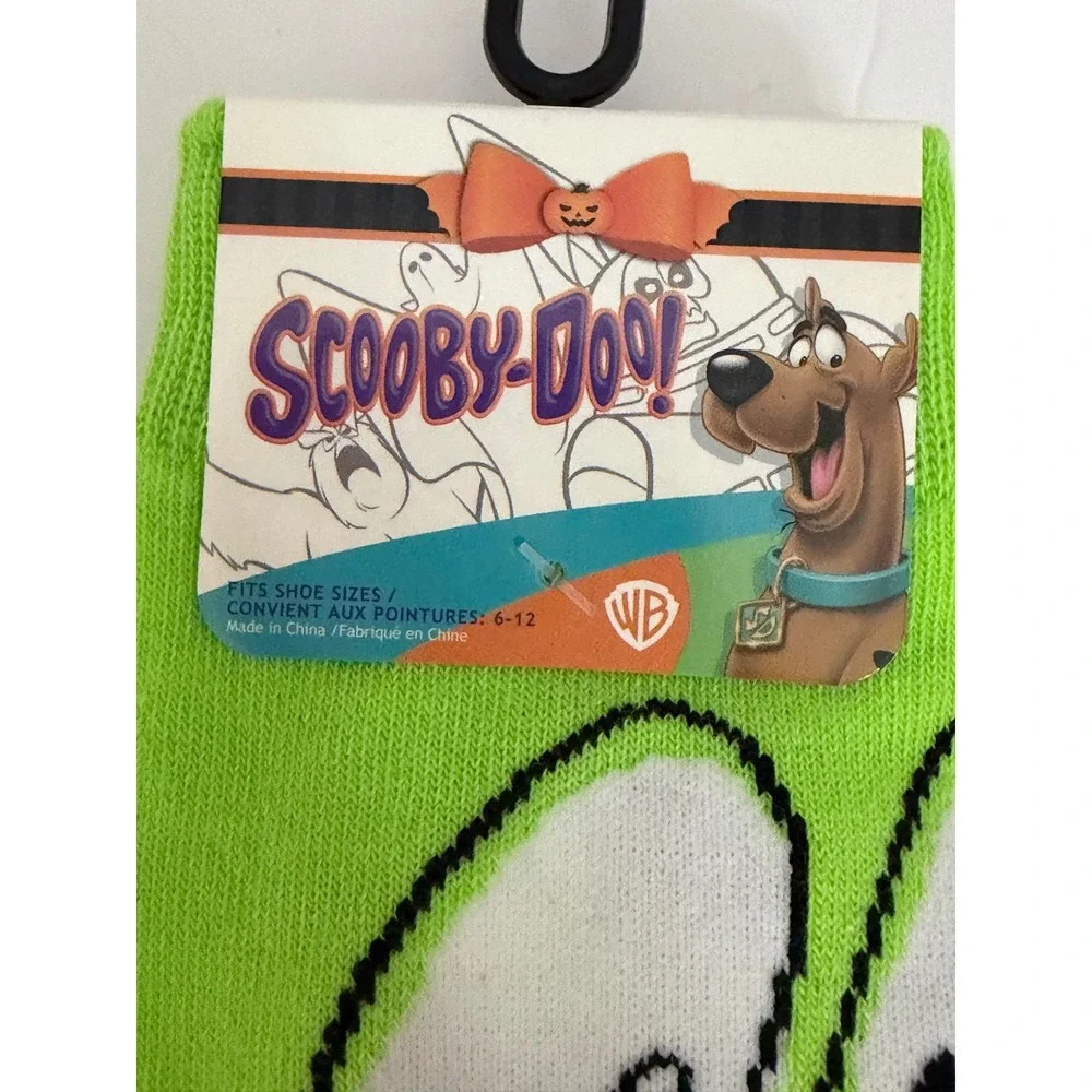 Scooby-Doo Halloween Ghost Boo Crew Socks Lime Green Mens 6-12 Warner Bros NWT